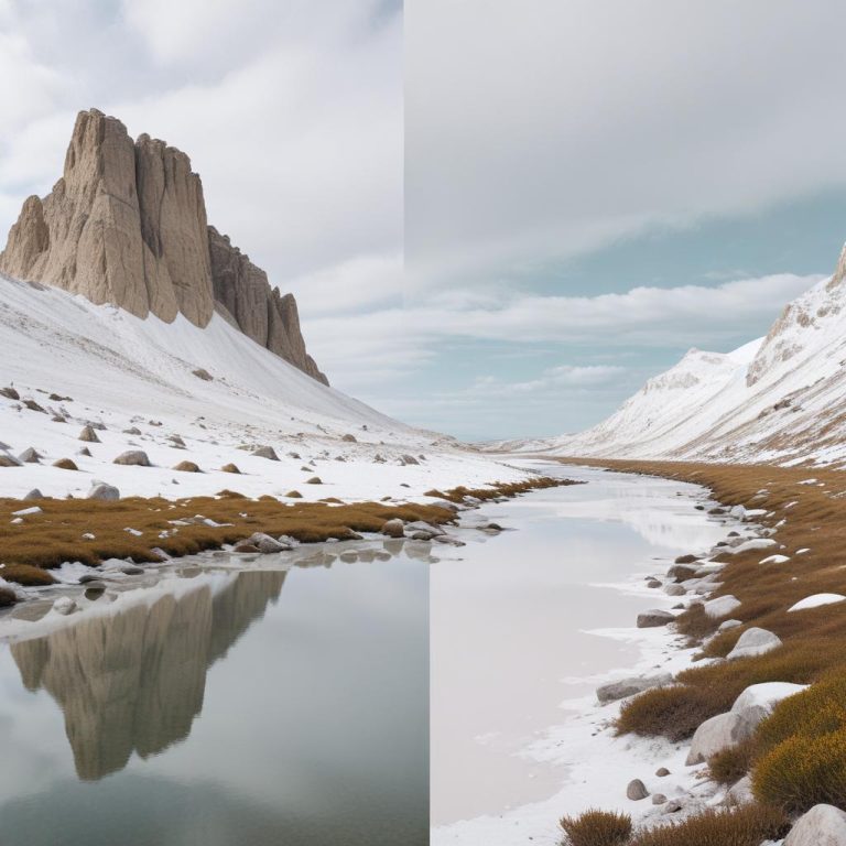 A comparison of a bright overexposed landscape versus a professionally recovered version.